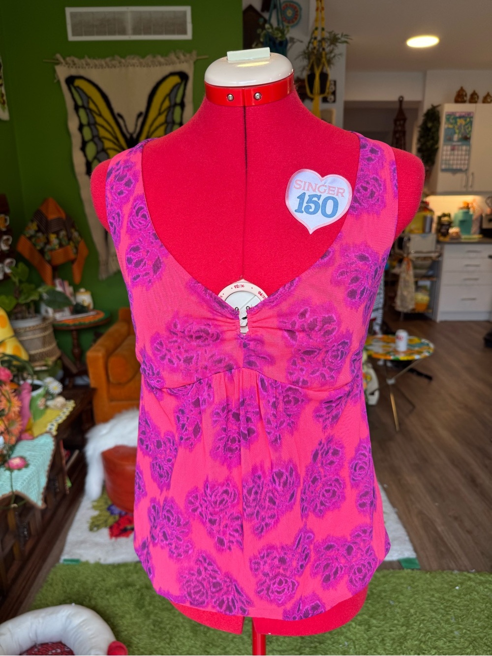 Women's Pink Floral Sleeveless Tank Top